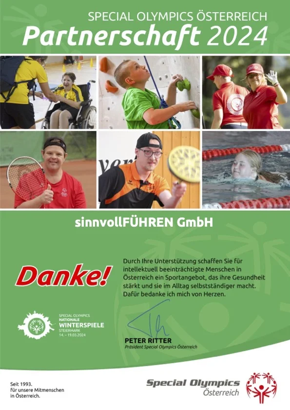 Urkunde von Special Olympics